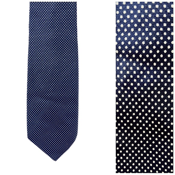 Christian Dior | All Silk Navy Polka Dot Tie - Picture 2 of 5